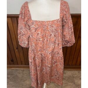 Mustard Seed Womens Blush Pink Floral Paisley Square Neck Babydoll Dress Medium